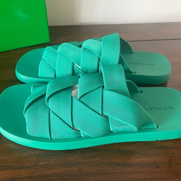 BOTTEGA VENETA 651402 Men's Slide Sandals Intrecciato Starfish Turquoise Blue - Picture 3 of 15